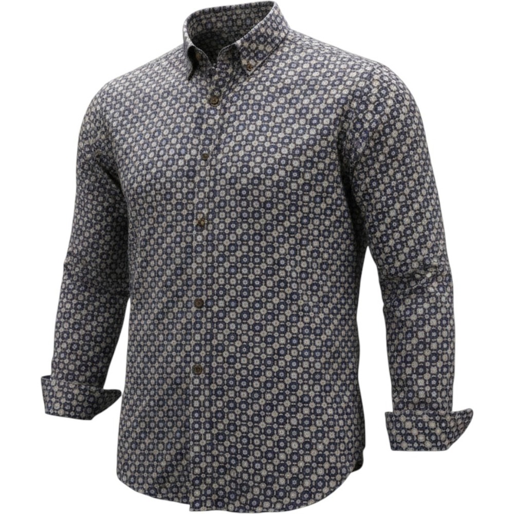 B.D. Baggies Button Down Shirt Mens XL Gray Blue Geometric Medallion Long Sleeve